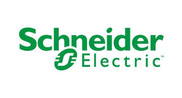 Schneider Electric Logo in Grün, Symbol für Innovation in Gebäudemanagement, Energiemonitoring und nachhaltige Technik.